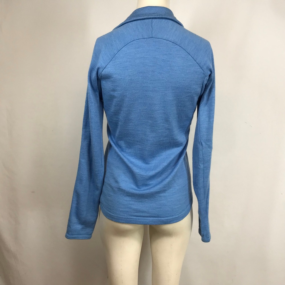 Icebreaker Sport 320 Blue 100% Merino Wool Quarter Zip Pullover WXS Thumbholes - Picture 5 of 10